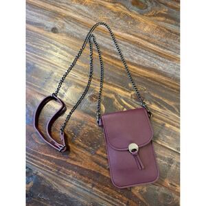 Save the Girls Burgundy Touchscreen Crossbody Phone Purse Wallet Gunmetal‎ Chain